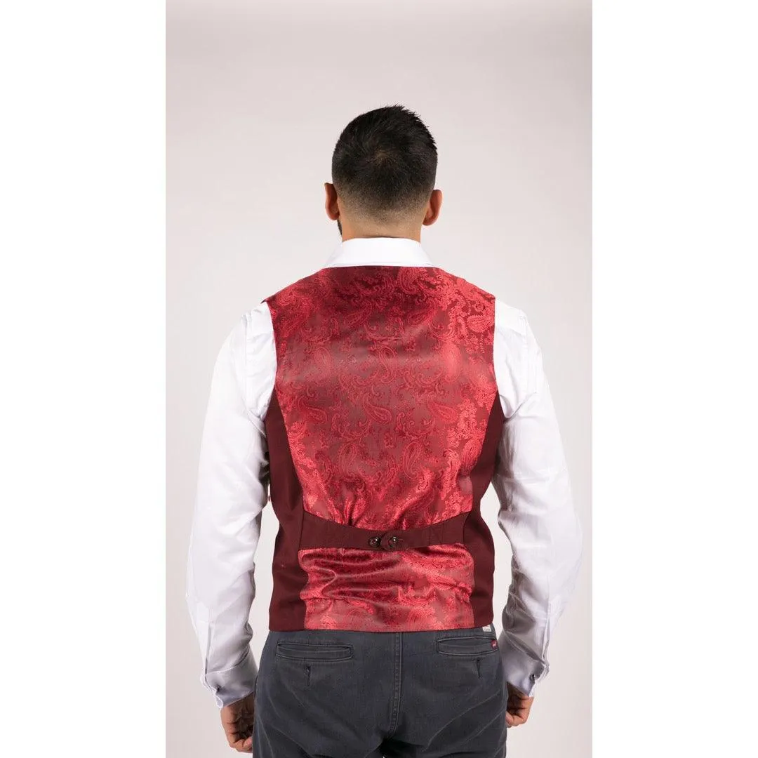 Mens Double Breasted Felt Tweed Vintage Retro Classic Waistcoat Slim Fit Herringbone