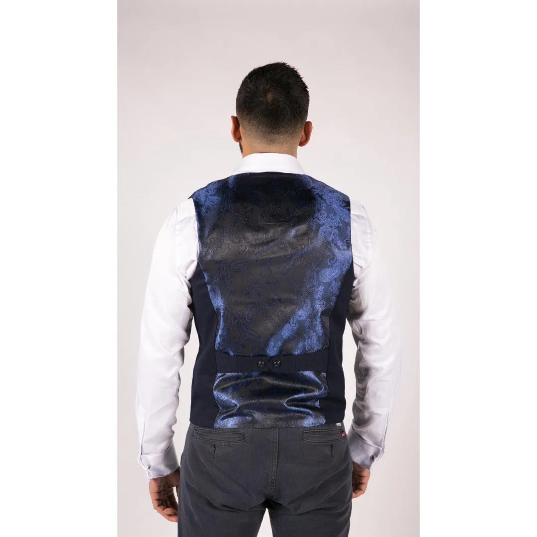 Mens Double Breasted Felt Tweed Vintage Retro Classic Waistcoat Slim Fit Herringbone