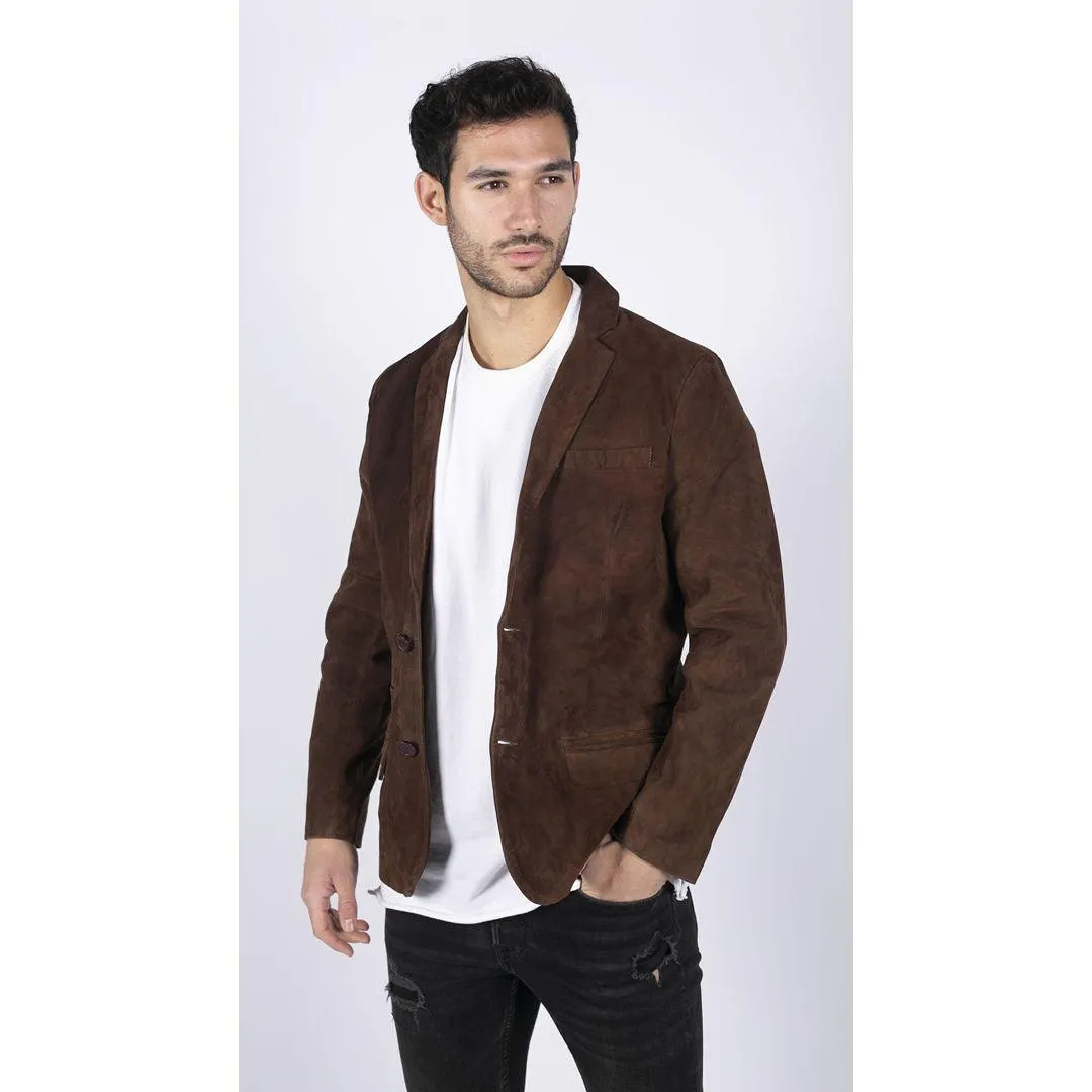 Mens Genuine Suede Blazer Style Jacket Leather Mens Classic VIntage Smart Casual