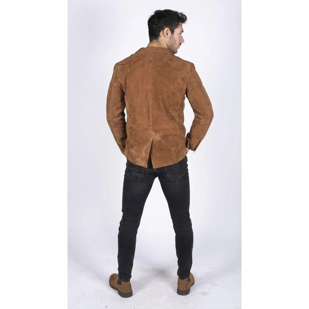 Mens Genuine Suede Blazer Style Jacket Leather Mens Classic VIntage Smart Casual