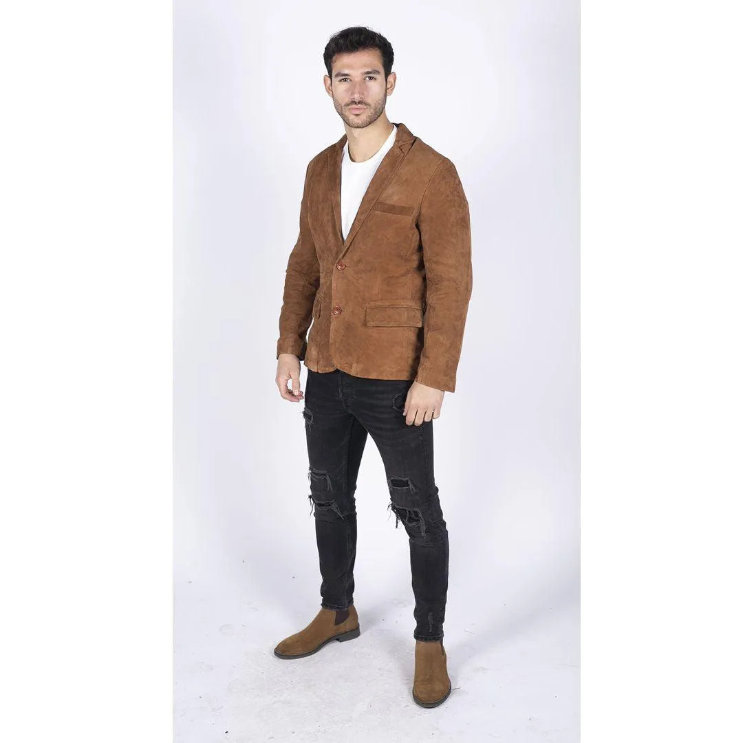 Mens Genuine Suede Blazer Style Jacket Leather Mens Classic VIntage Smart Casual