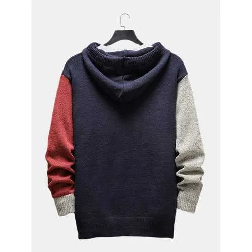 Mens Hit Color Hoodie Sweater