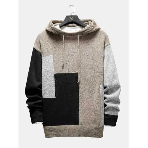 Mens Hit Color Hoodie Sweater