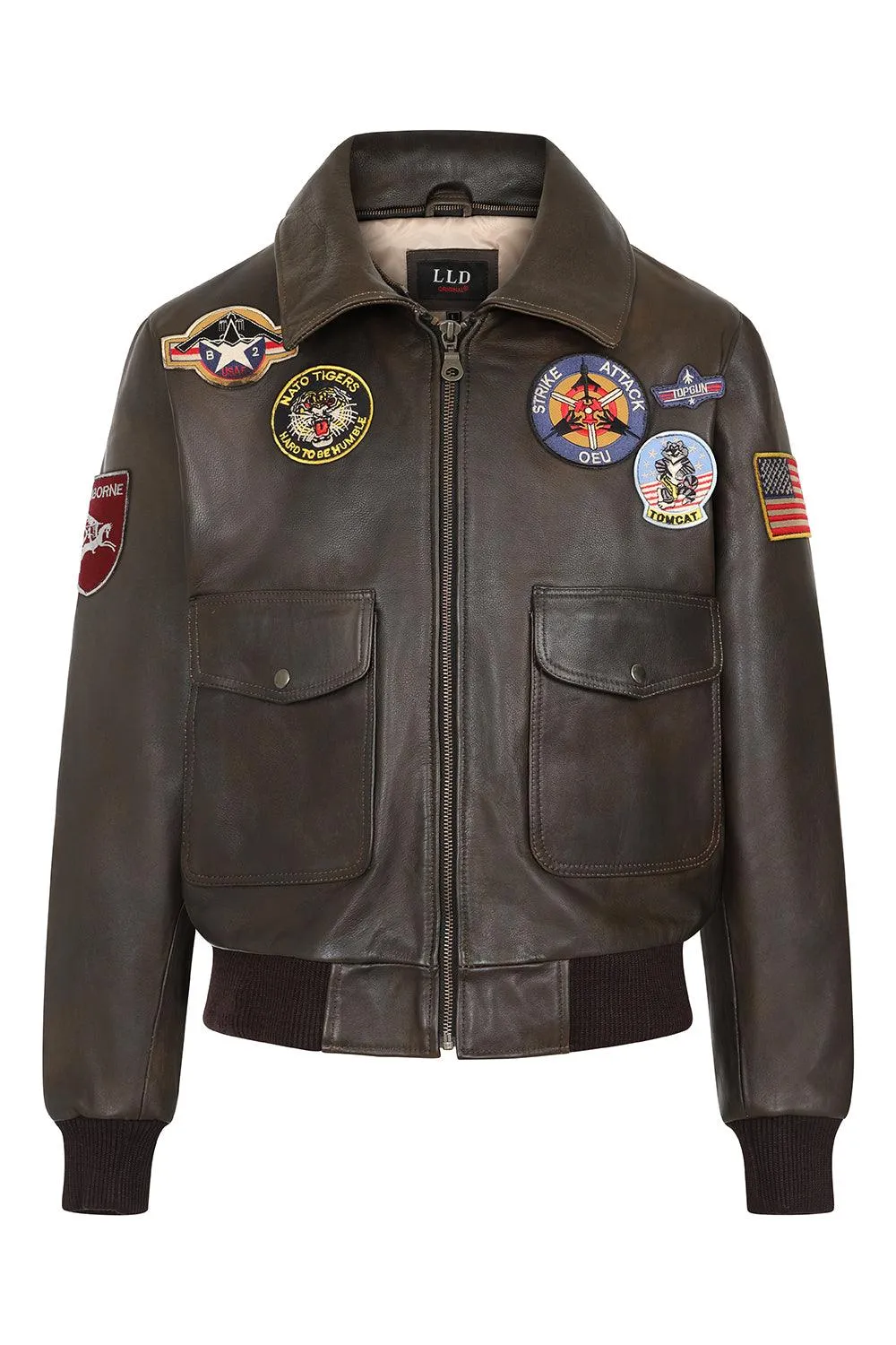 Men's Real Leather Pilot Jacket with Detachable Fur Collar - 'TOMMY'