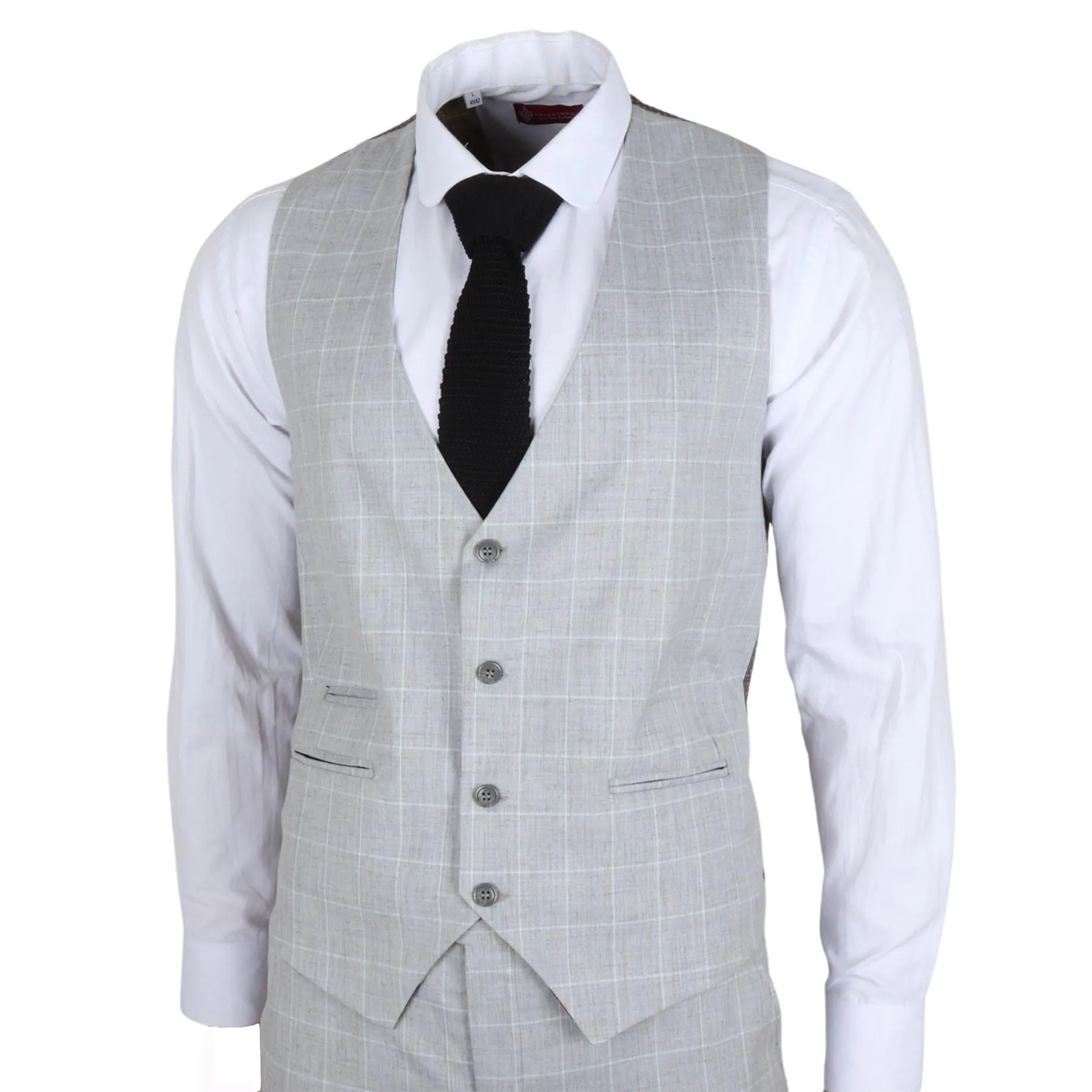 Men's Suit Grey Checked Tailored Fit 3 Piece Formal Dress