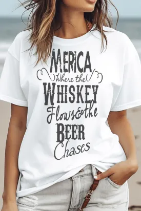 Merica Where the Whiskey Flows Unisex T-Shirt