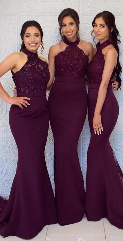 Mermaid Bridesmaid Dresses Halter Neckline, Bridesmaid Dress, Wedding Party Dress, Dresses For Wedding, NB0032