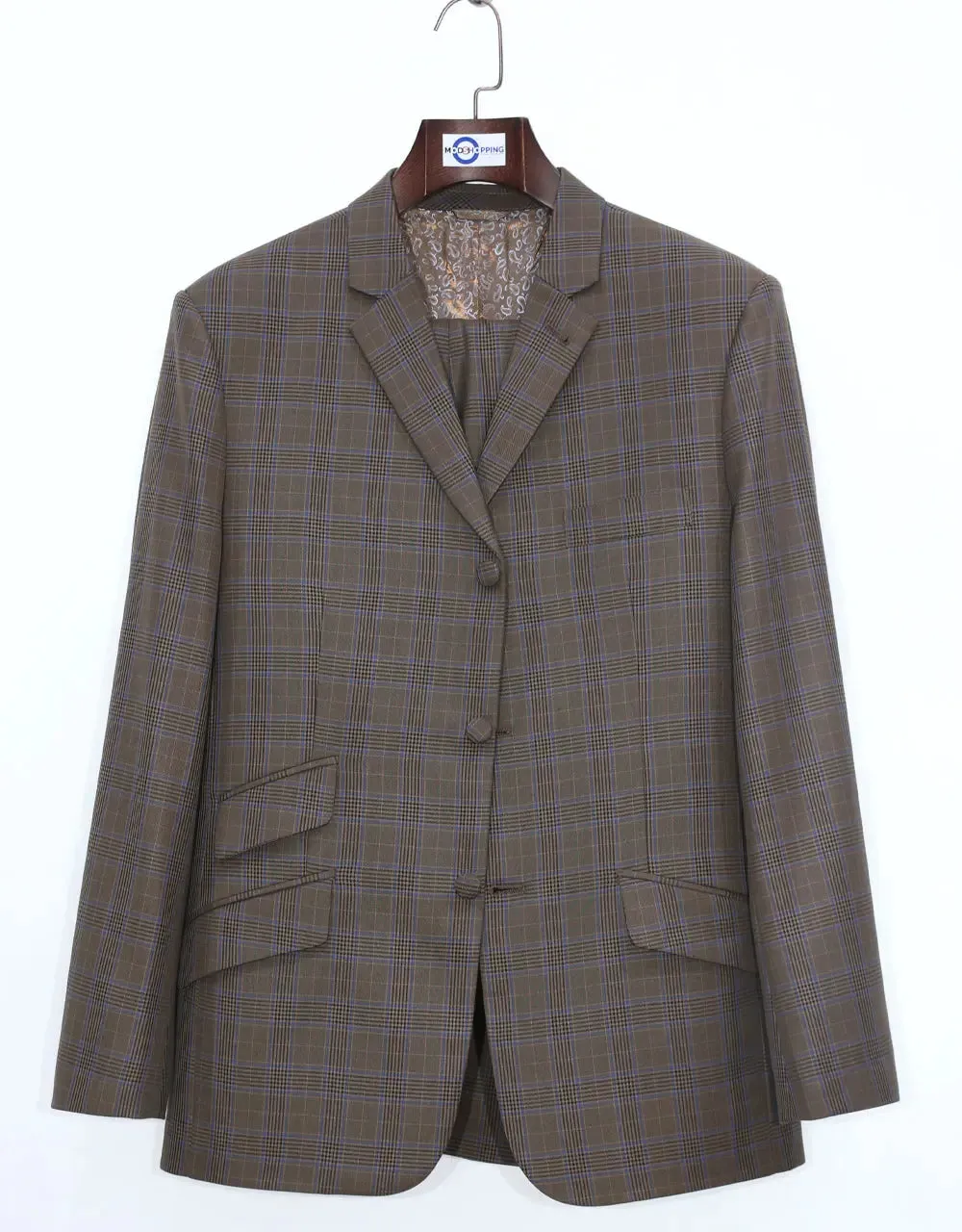 Mod Jacket - Brown Prince Of Wales Check Jacket