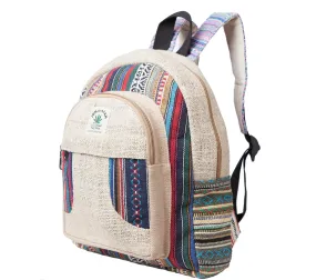 Multi-Color Knapsack, Vegan Backpack, Hemp Boho Bag, Zipper Closure