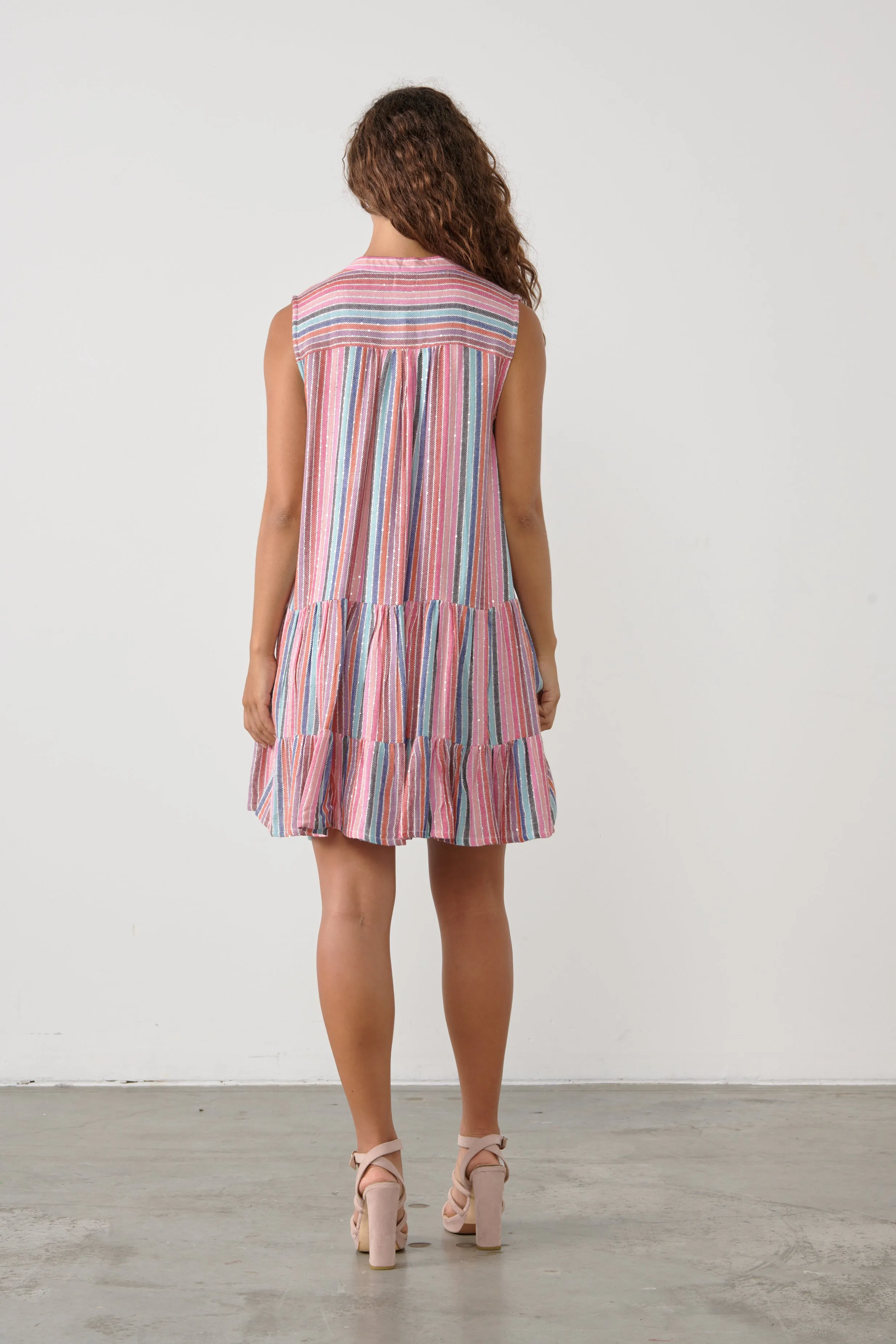 Multi Stripe Dress With Sequins