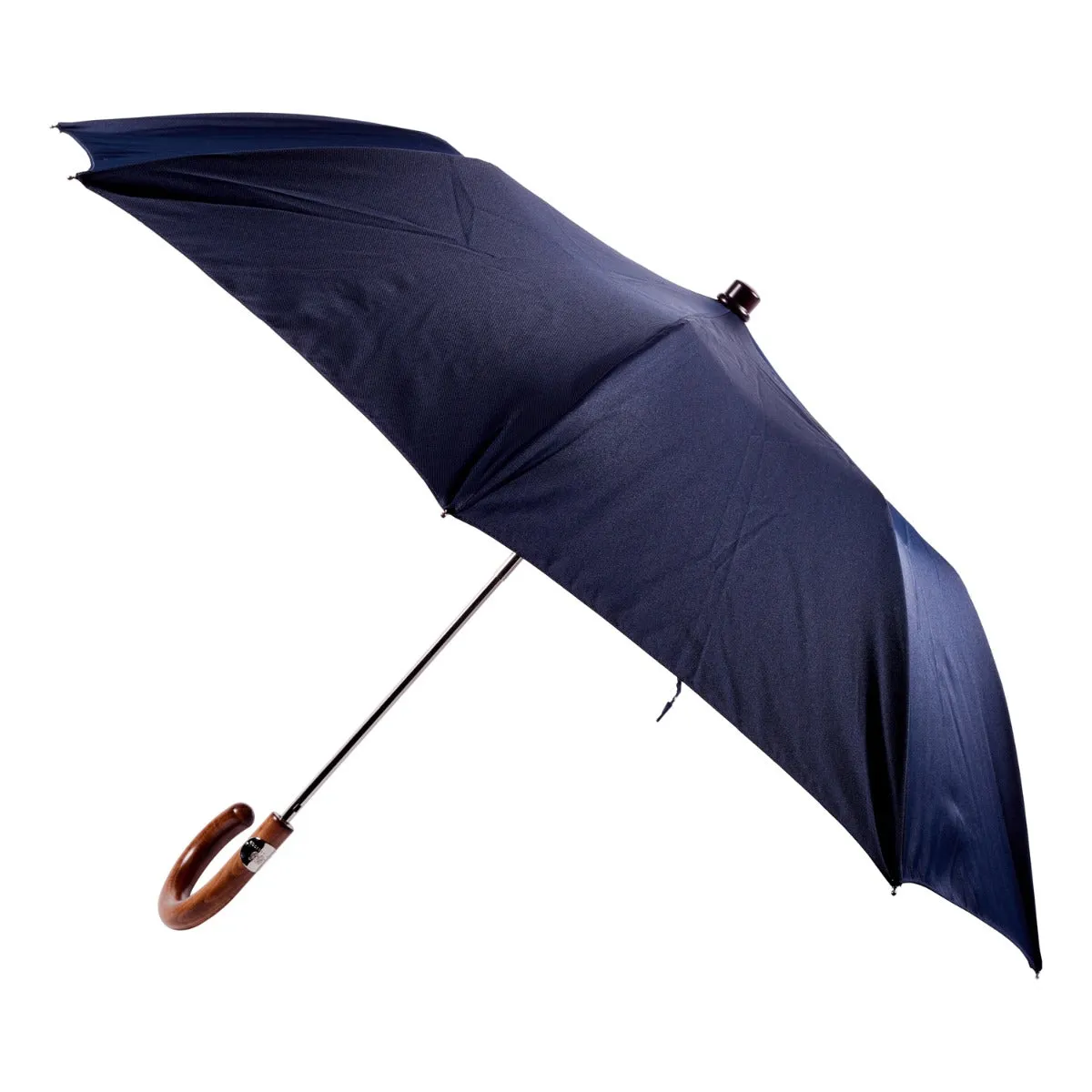 Navy Travel Umbrella with Maple Handle