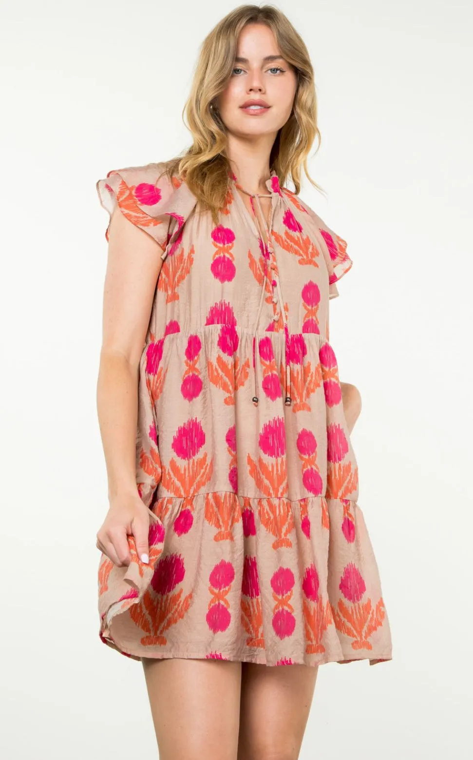 Nelly Rose Print Tiered THML Dress