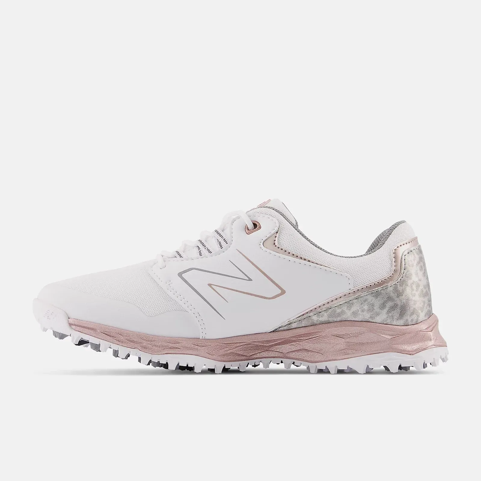 New Balance Womens Fresh Foam Links SL V2 Golf Shoe - WHITE / ROSE GOLD