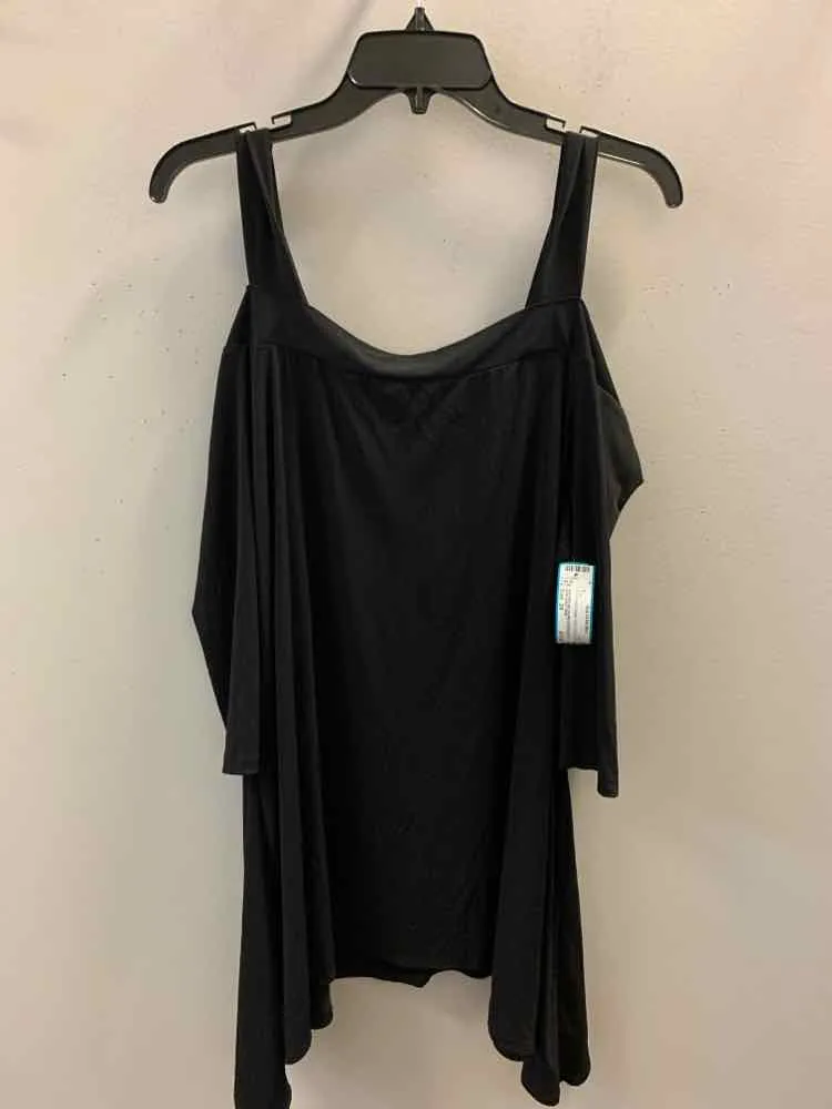 NEW DIRECTION PLUS SIZES Size 2X Black COLD SHOULDERS TOP