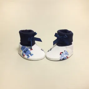 NICU Booties Robots Navy