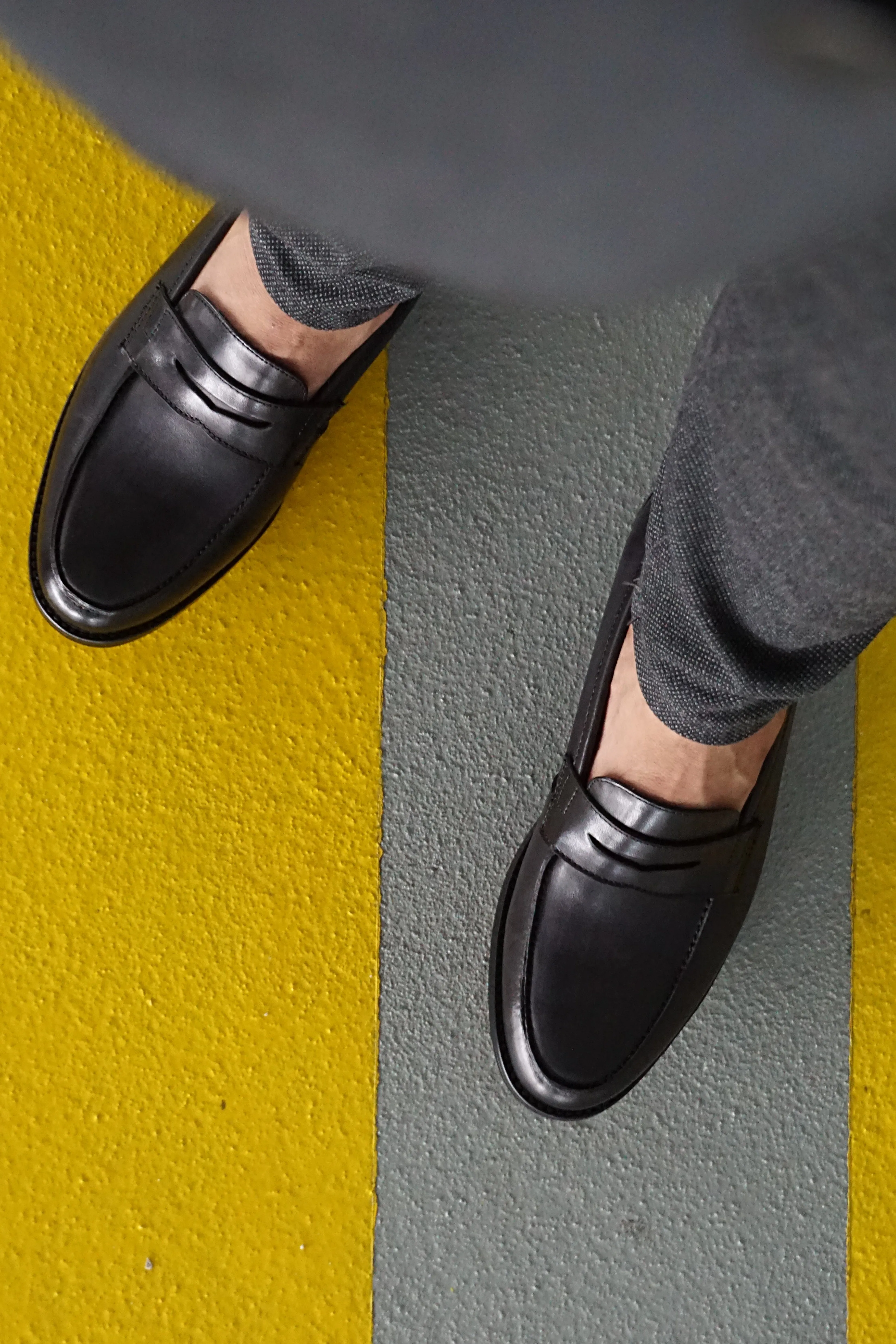 Penny Loafer - Black Grey (Hand Painted Patina)