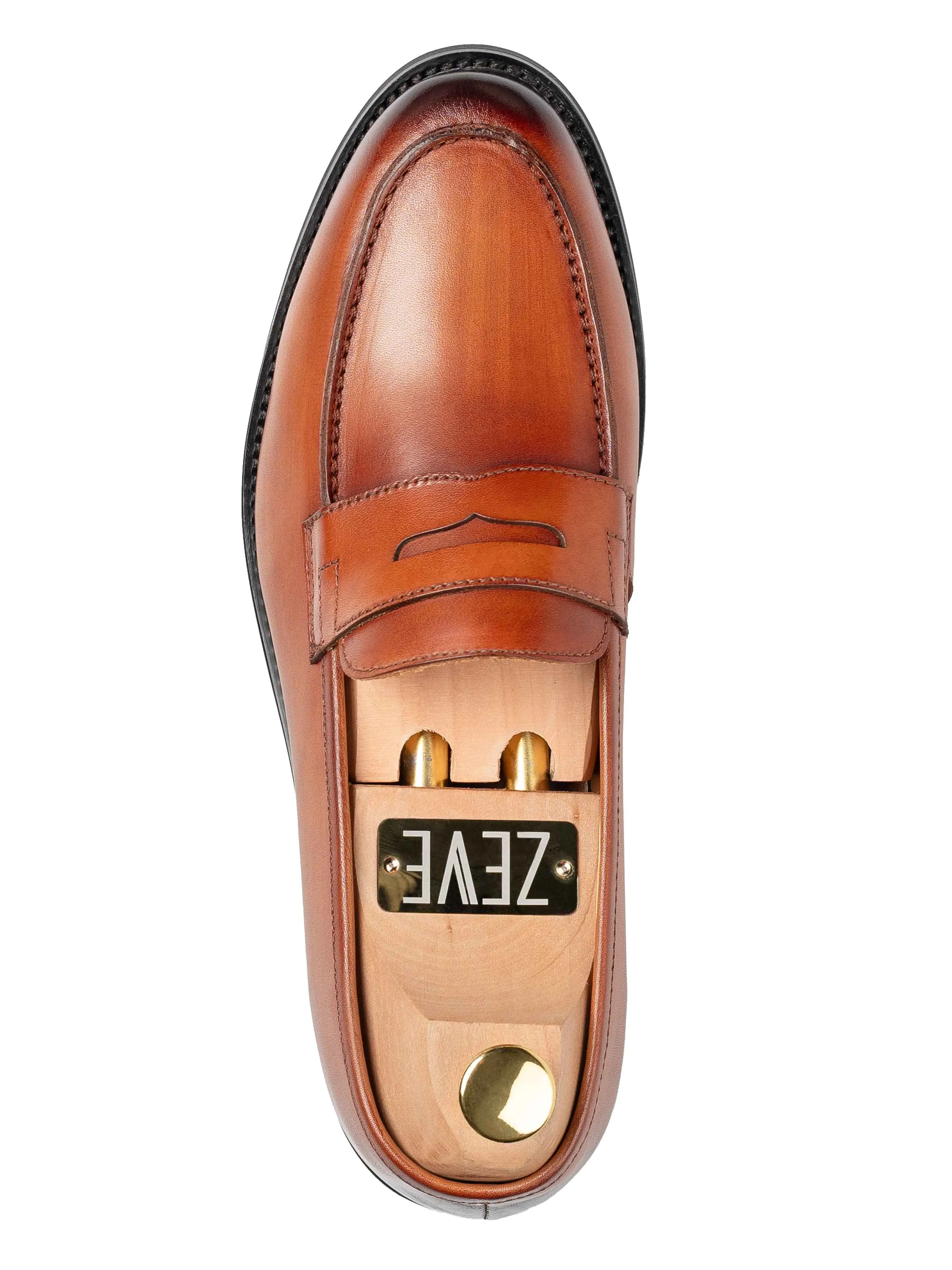 Penny Loafer - Cognac Tan (Hand Painted Patina)