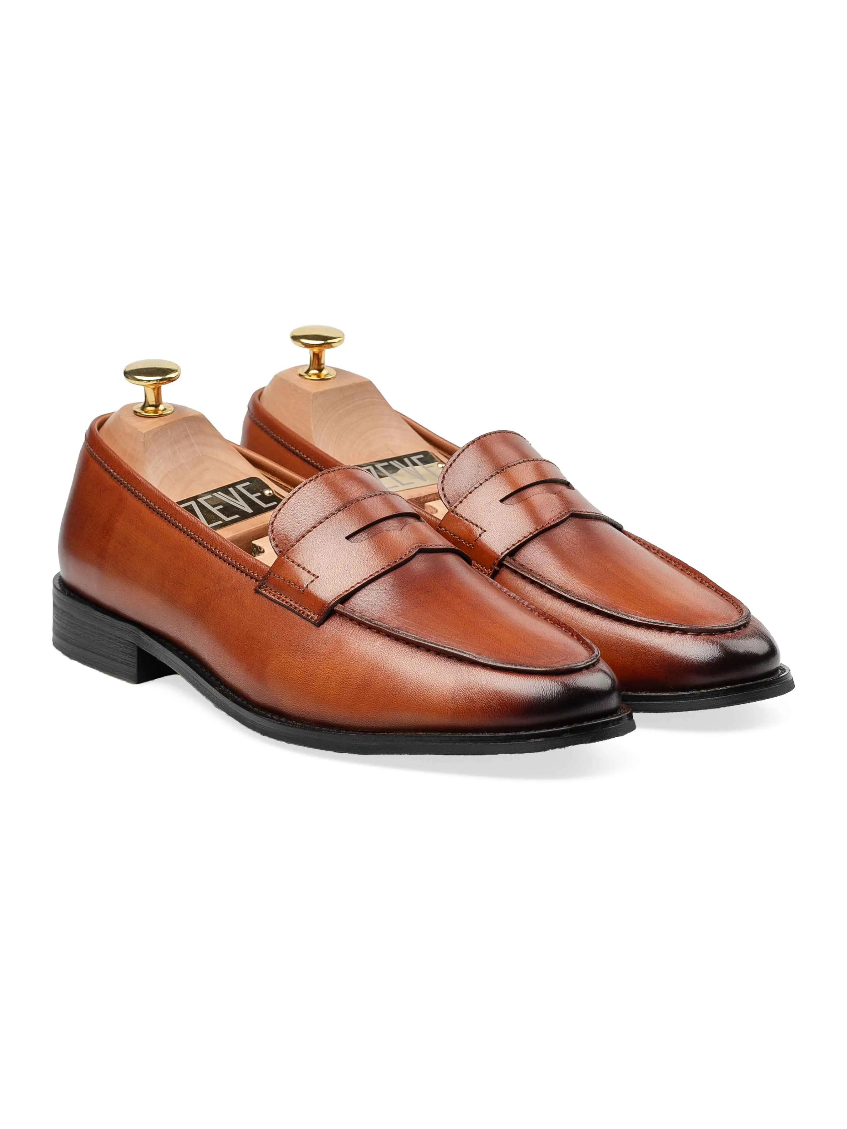 Penny Loafer - Cognac Tan (Hand Painted Patina)