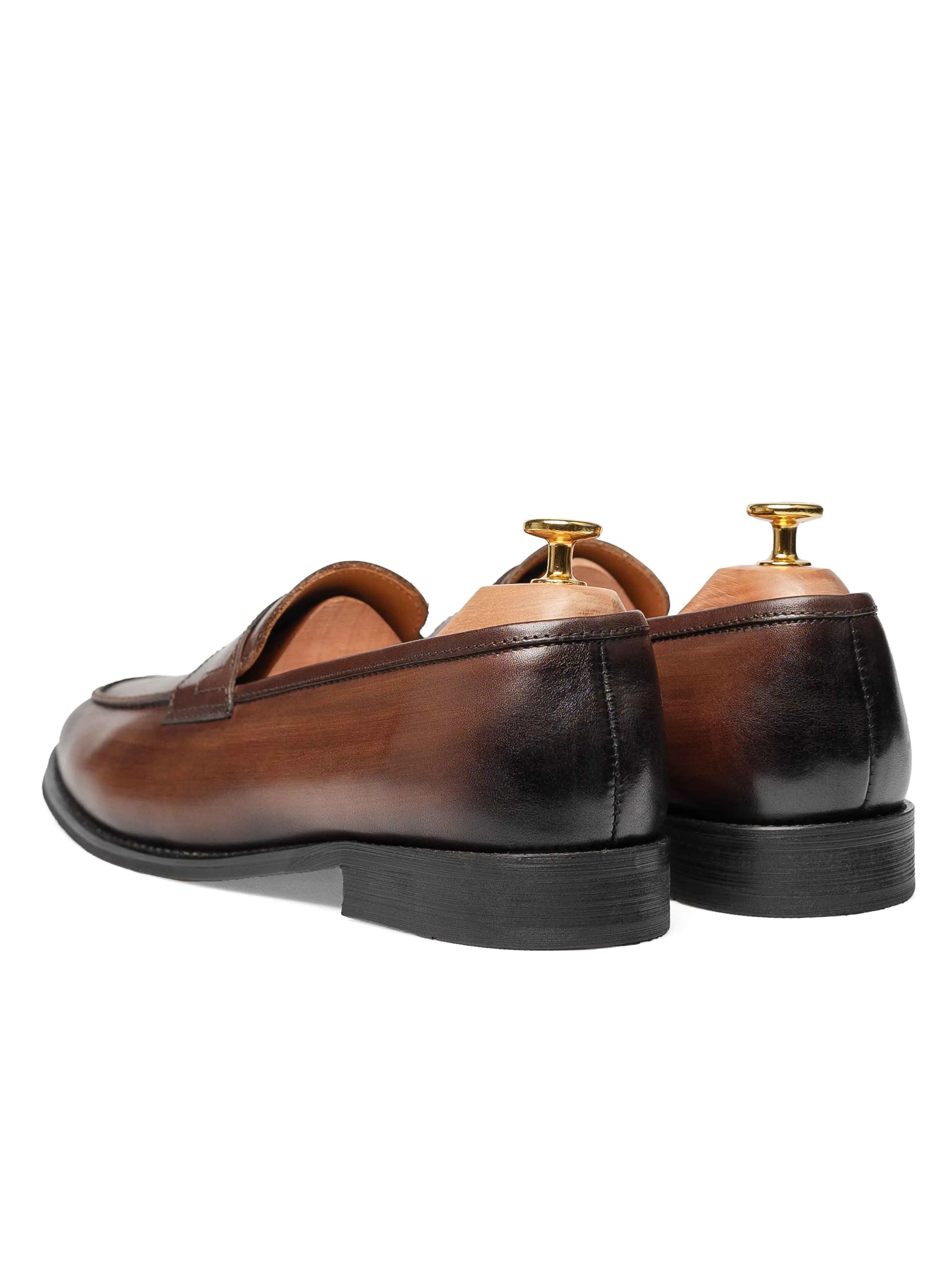 Penny Loafer - Dark Brown (Hand Painted Patina)