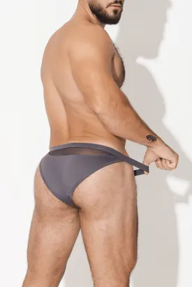 Play Swim Briefs with Rear Mesh Window - Dark Grey