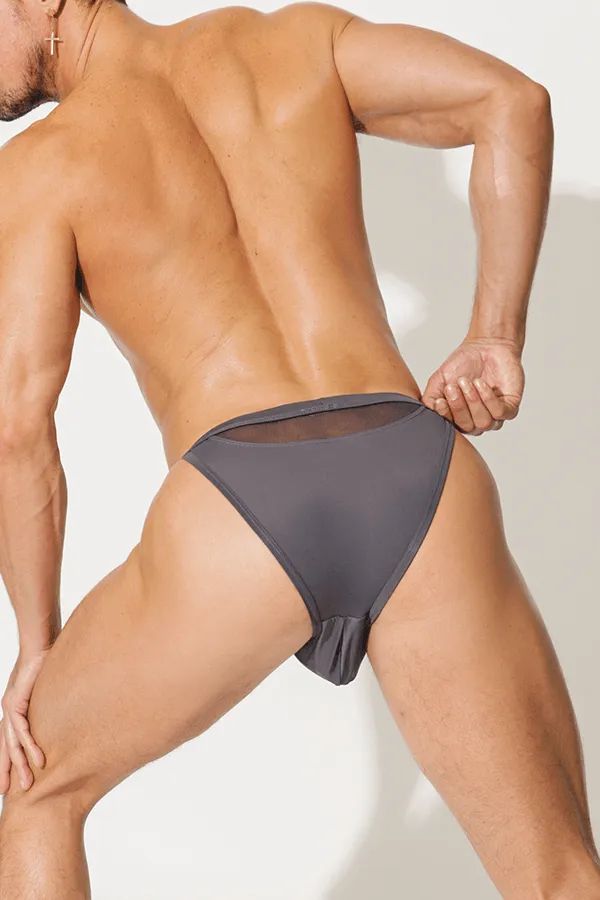 Play Swim Briefs with Rear Mesh Window - Dark Grey