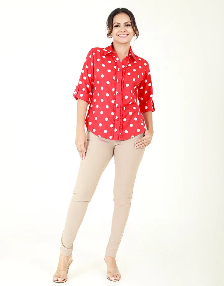 Polka Dotted Blouse in ¾ Sleeves