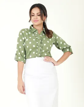 Polka Dotted Blouse in ¾ Sleeves