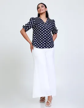 Polka Dotted Blouse with Short Sleeves