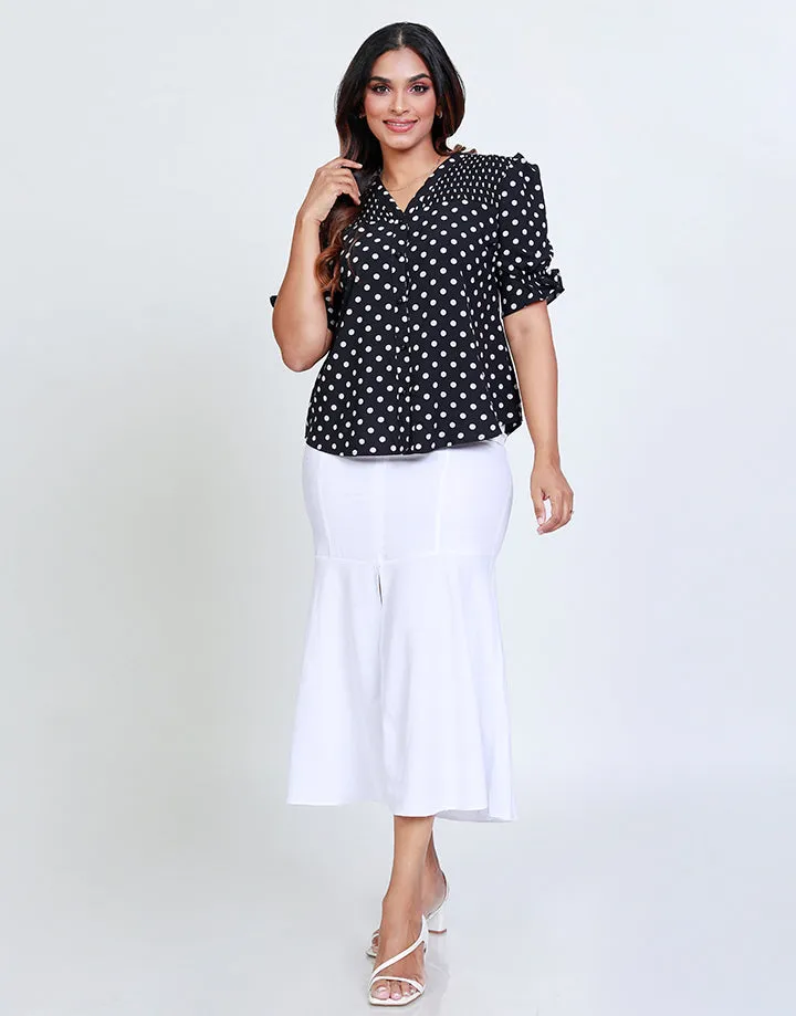 Polka Dotted Blouse with Short Sleeves