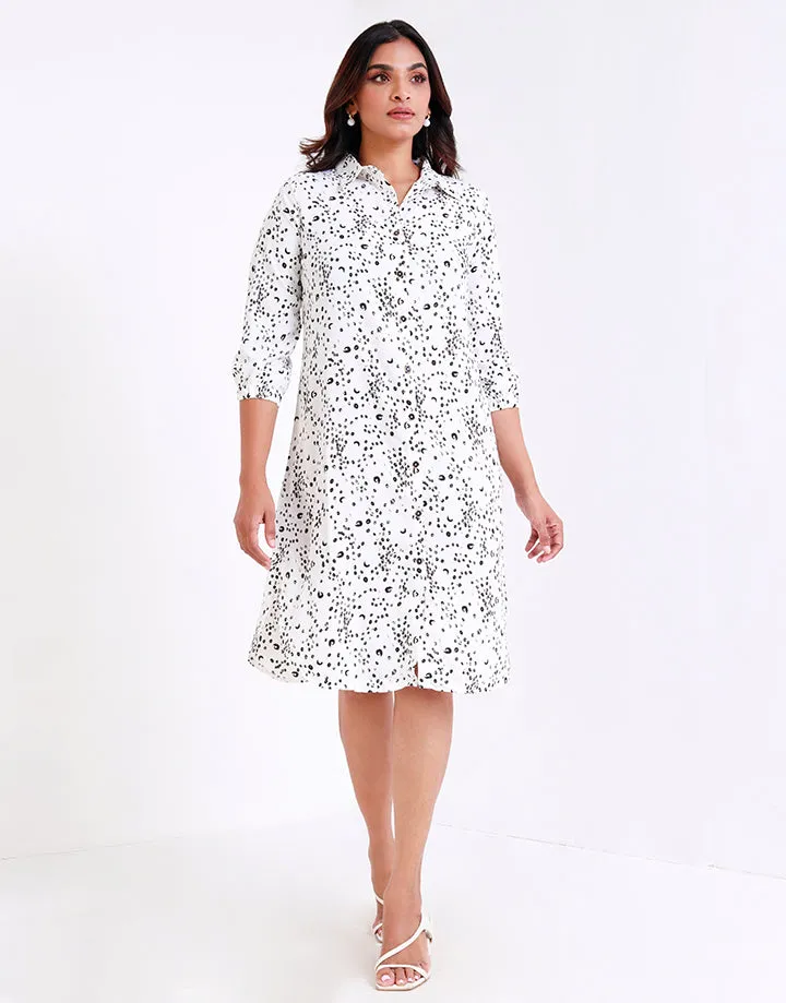 Printed Button Down Shirt Dress