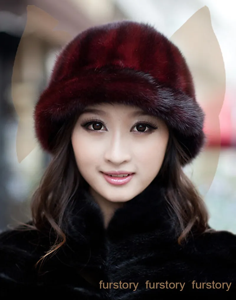 Real Good Quality Mink Fur Hat New Fedoras Cap Headgear Headdress Head Warmer Natural Fur Hats FS060306