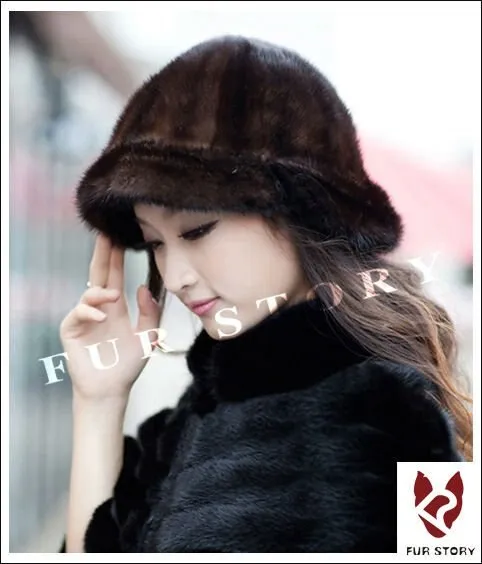 Real Good Quality Mink Fur Hat New Fedoras Cap Headgear Headdress Head Warmer Natural Fur Hats FS060306