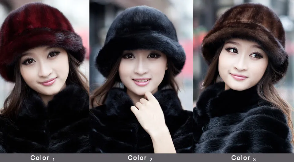 Real Good Quality Mink Fur Hat New Fedoras Cap Headgear Headdress Head Warmer Natural Fur Hats FS060306