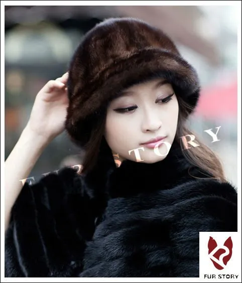 Real Good Quality Mink Fur Hat New Fedoras Cap Headgear Headdress Head Warmer Natural Fur Hats FS060306