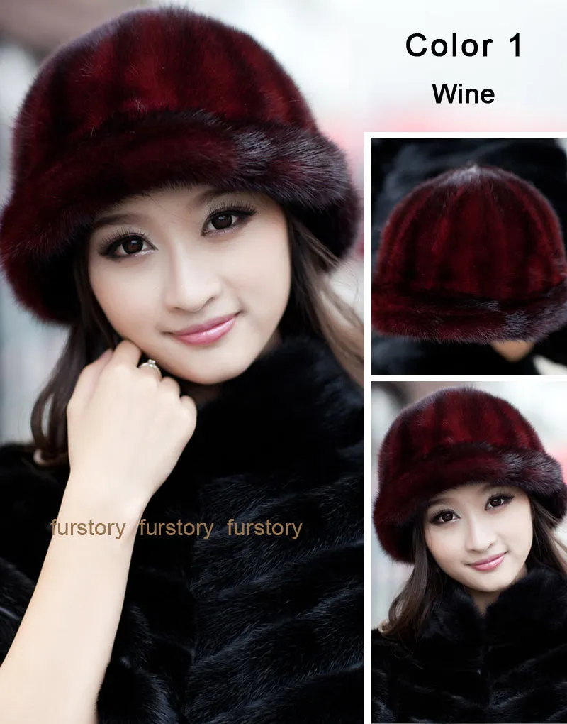 Real Good Quality Mink Fur Hat New Fedoras Cap Headgear Headdress Head Warmer Natural Fur Hats FS060306