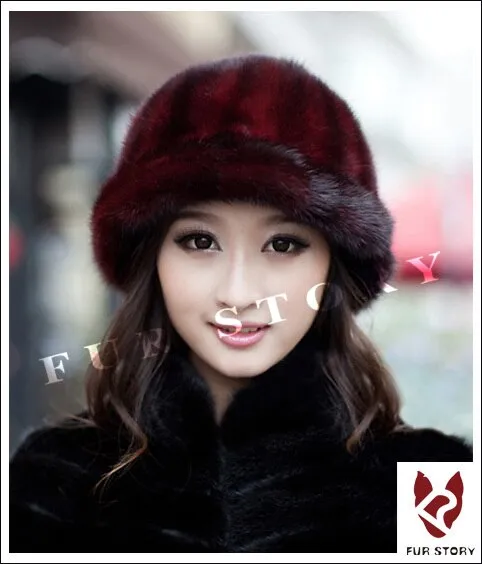 Real Good Quality Mink Fur Hat New Fedoras Cap Headgear Headdress Head Warmer Natural Fur Hats FS060306