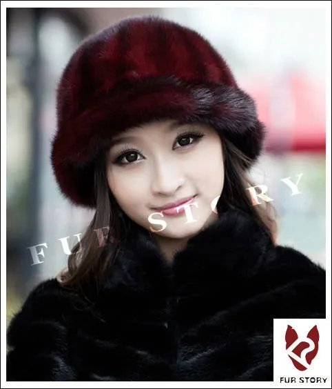 Real Good Quality Mink Fur Hat New Fedoras Cap Headgear Headdress Head Warmer Natural Fur Hats FS060306