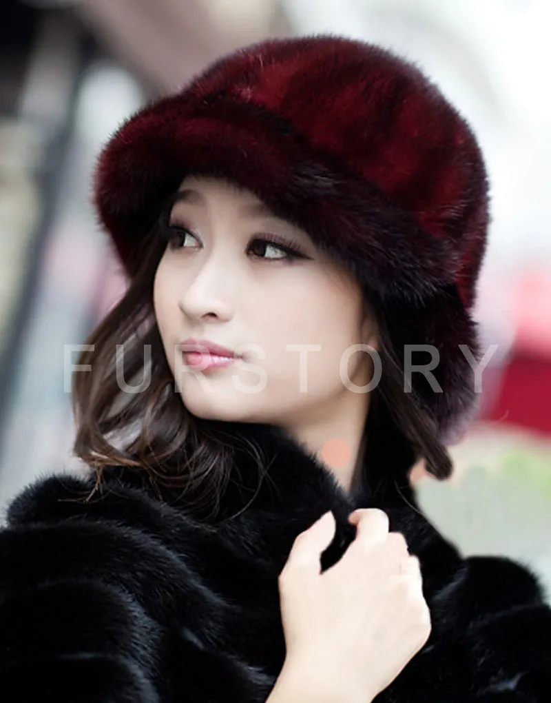 Real Good Quality Mink Fur Hat New Fedoras Cap Headgear Headdress Head Warmer Natural Fur Hats FS060306