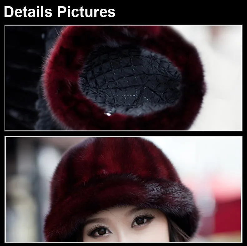 Real Good Quality Mink Fur Hat New Fedoras Cap Headgear Headdress Head Warmer Natural Fur Hats FS060306