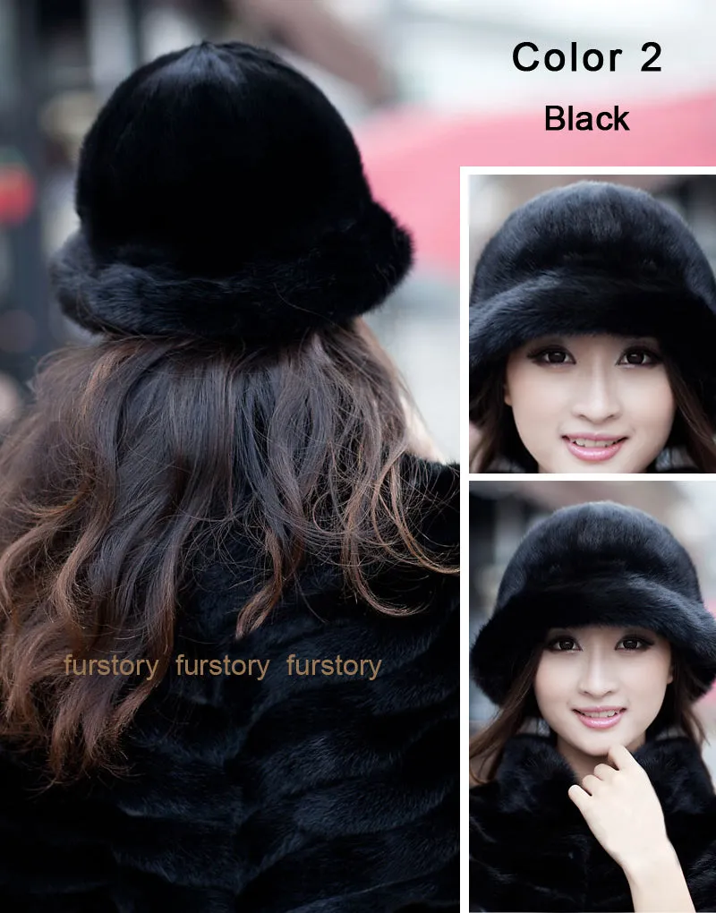 Real Good Quality Mink Fur Hat New Fedoras Cap Headgear Headdress Head Warmer Natural Fur Hats FS060306