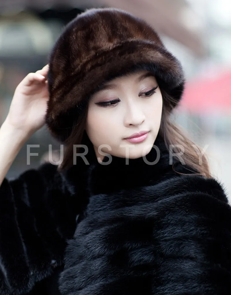 Real Good Quality Mink Fur Hat New Fedoras Cap Headgear Headdress Head Warmer Natural Fur Hats FS060306