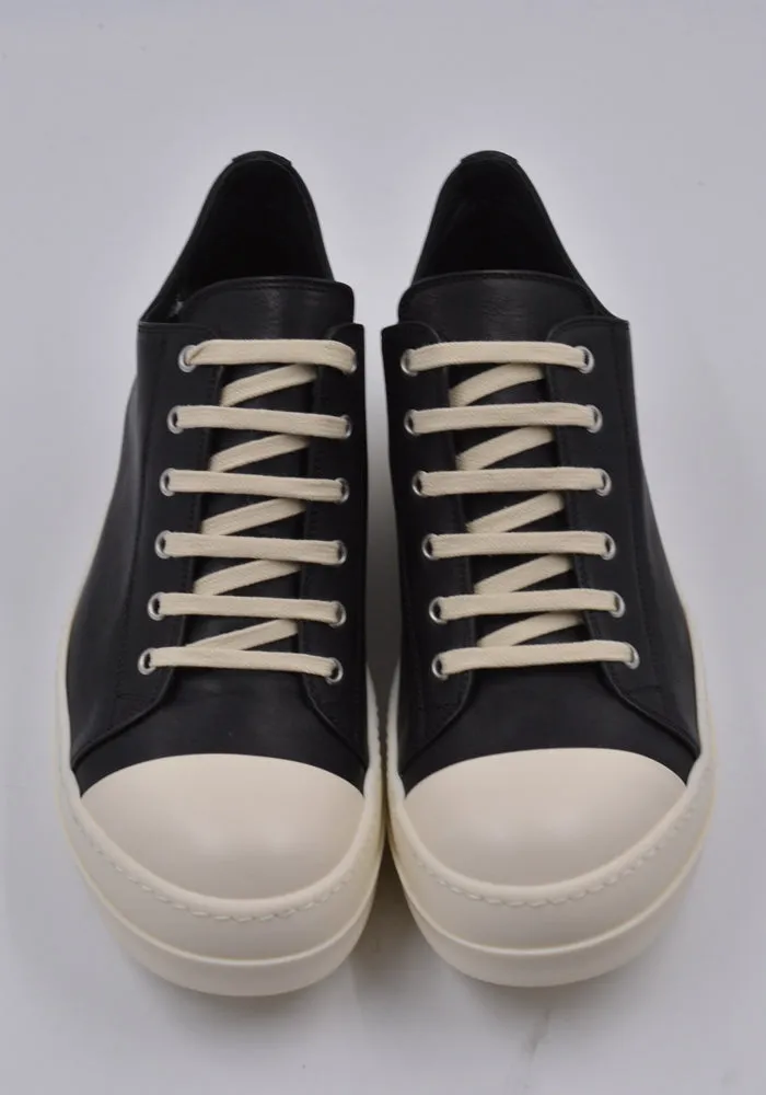 RICK OWENS MEN RU01D3891 LOO 911 LEATHER LOW SNEAKERS BLACK/MILK