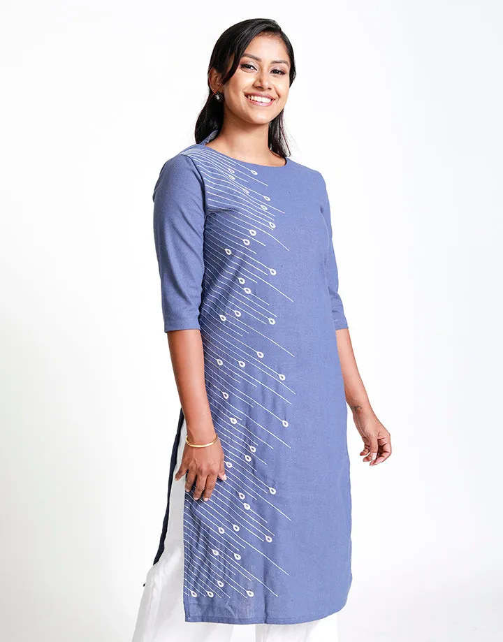 Round Neck Kurtha with Embroidery