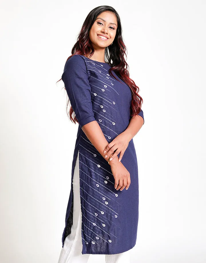 Round Neck Kurtha with Embroidery