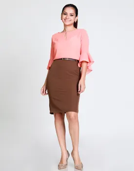 Round Neck Top with Flared Sleeves