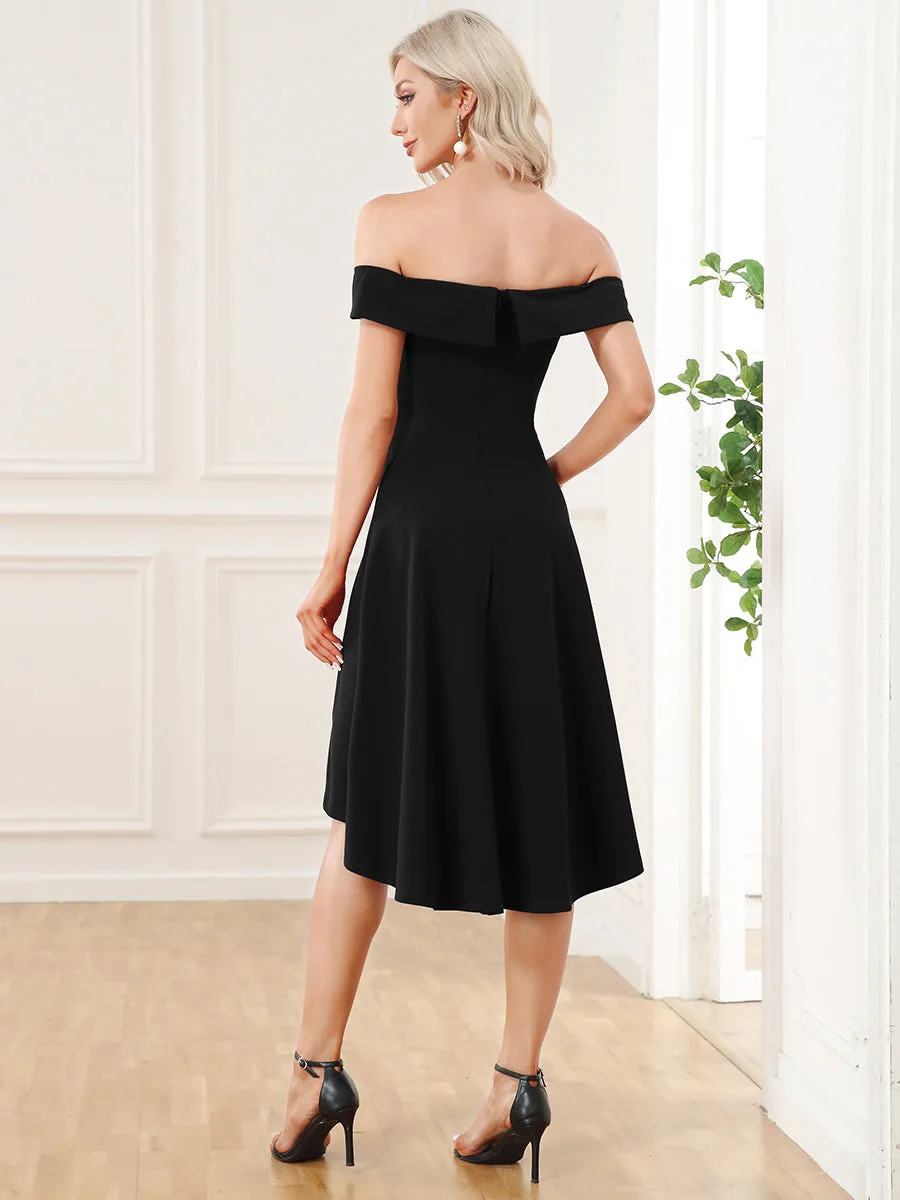 Sexy Off Shoulders A Line Asymmetric Hem Wholesale Evening Dresses