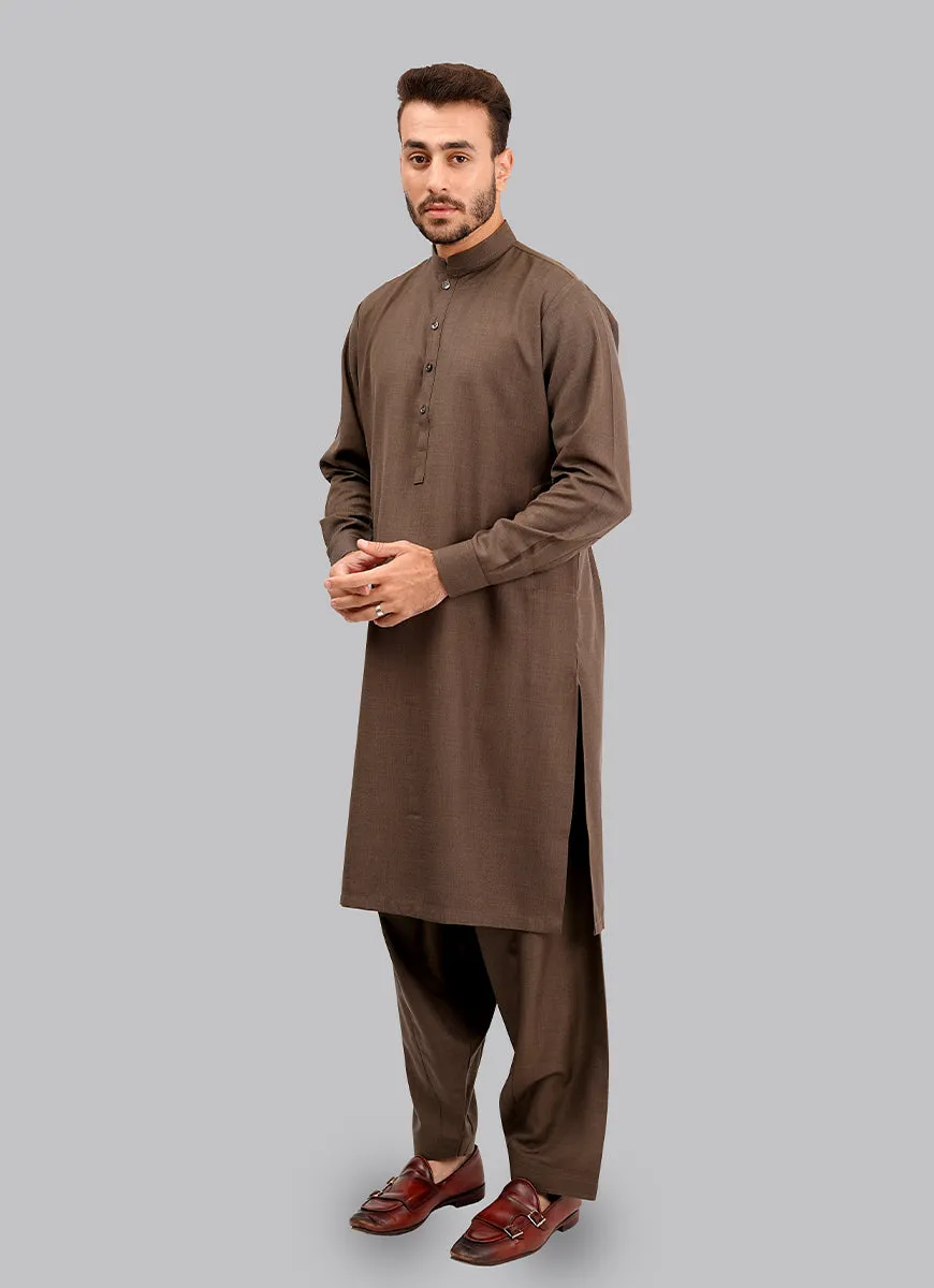 Shalwar Kameez - Salaar Prime Wooden brown Plain