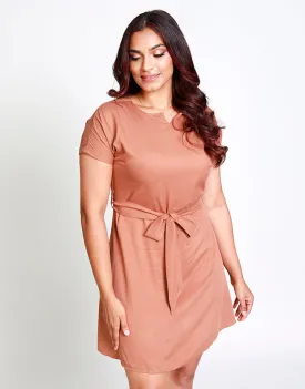 Short Sleeves Dress with Waist Tie