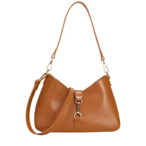 Shoulder Bag With Fastening Detail In Tan