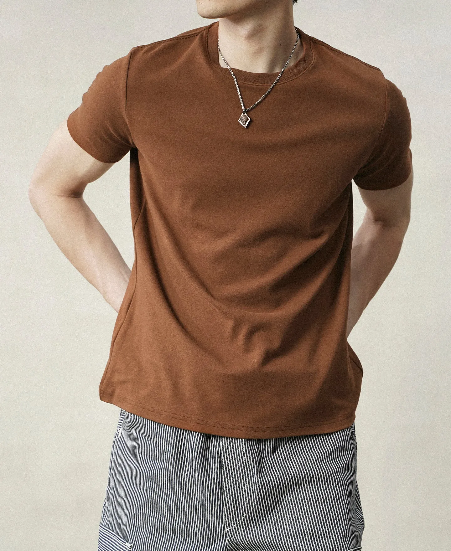 Slim Fit Crew Neck T-Shirt - Rust Red